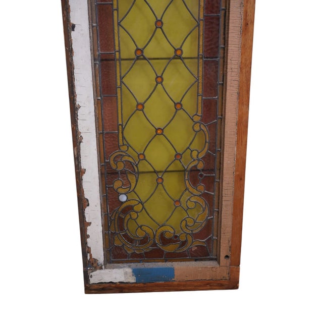 English Antique Leaded Glass Window Pane in Original Frame For Sale In West Palm - Image 6 of 6