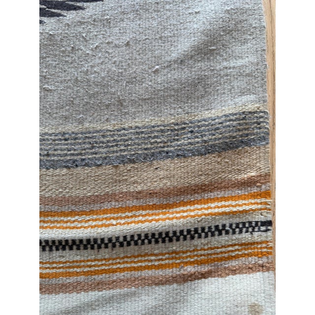 Vintage Mexican Handwoven Rug Blanket C 1940 Diamond Motif Wool Textile, 2'x3'6" For Sale - Image 14 of 17