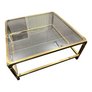 1970s Mastercraft Brass Curved Edge Cocktail Table For Sale