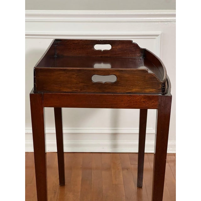 Brown 19th Century English Mahogany Butler Serving Tray on Stand For Sale - Image 8 of 17