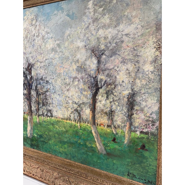 Textile Antique English Treescape Oil on Canvas For Sale - Image 7 of 12