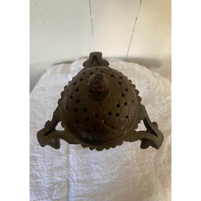 Vintage Empire Style Brass Goat or Ram Heads Incense Burner For Sale In Portland, OR - Image 6 of 12