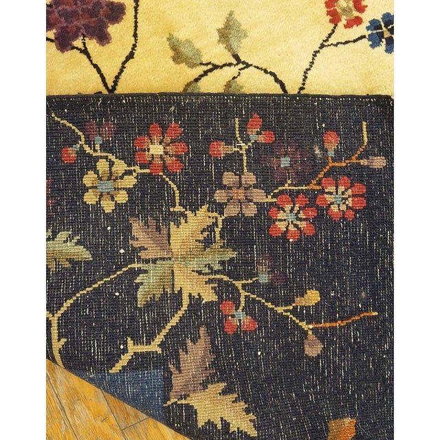 1920s Beige Foliate Floral Antique Chinese Peking Rug 13'2" X 14' Knotted Wool Carpet For Sale - Image 13 of 13