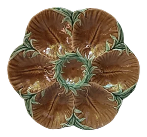 19th Century Majolica Chocolate Oyster Plate Luneville