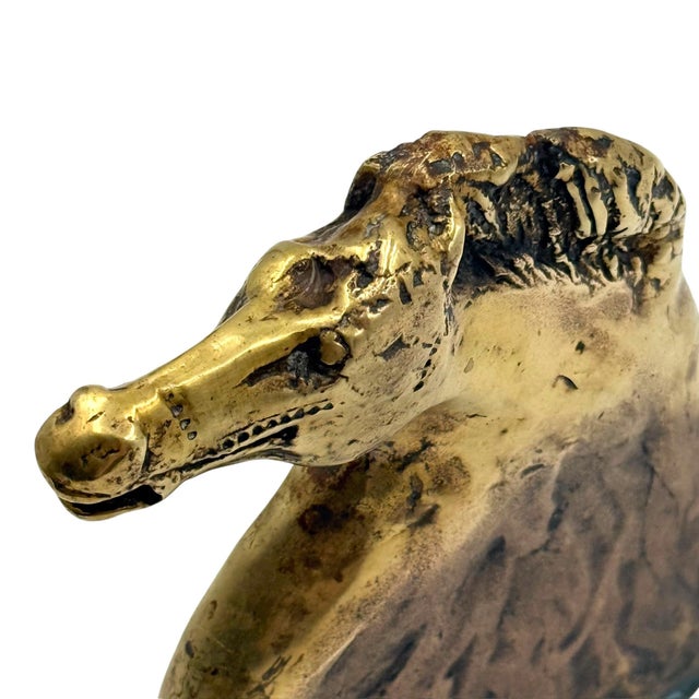20th Century Italian Brass Horse Sculpture and Bookend, 1960s For Sale - Image 11 of 14