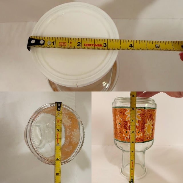 Vintage Mid Century Modern Kig Glass Carafe Sunflower Floral Orange Retro Juice Pitcher For Sale - Image 10 of 10