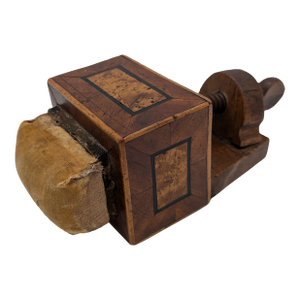 Victorian Bird’s-Eye Maple Sewing Clamp Pin Cushion With Drawer | 19th Century Antique Sewing Bird