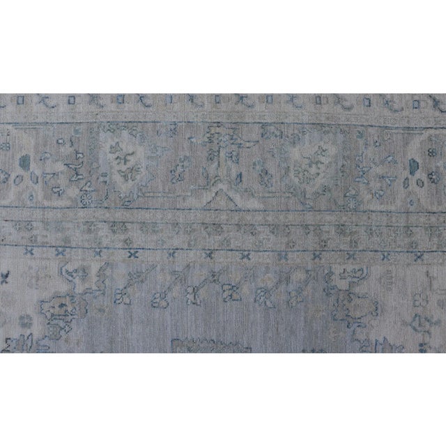 Modern Oushak Rug by Keivan, Light Blue Tribal Medallion, 8'10 X 11'8 For Sale - Image 10 of 12
