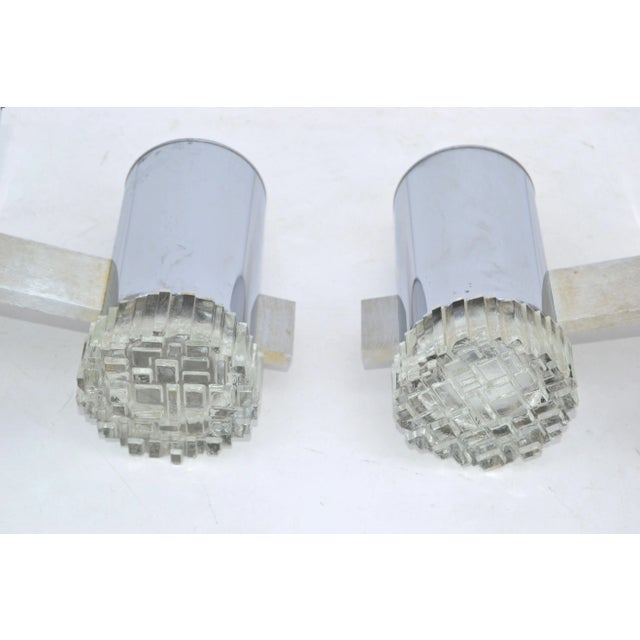 Pair, Gaetano Sciolari Italian Chrome & Cut Glass Sconces, Wall Lamps For Sale In Miami - Image 6 of 13
