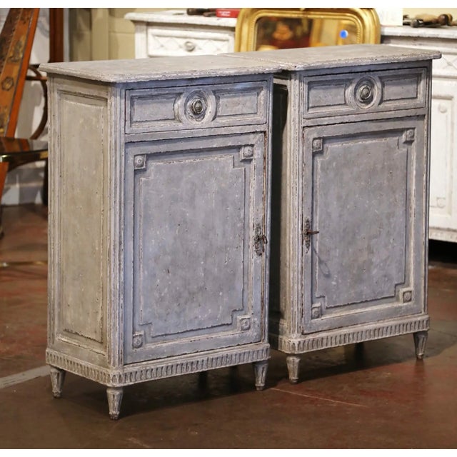 Pair of 19th Century French Louis XVI Painted Confiturier Cabinets For Sale - Image 10 of 13