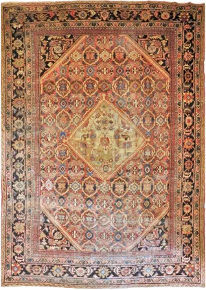 1920s Vintage Hand Knotted Persian Mahal Antique Rug- 9′6″ × 13′