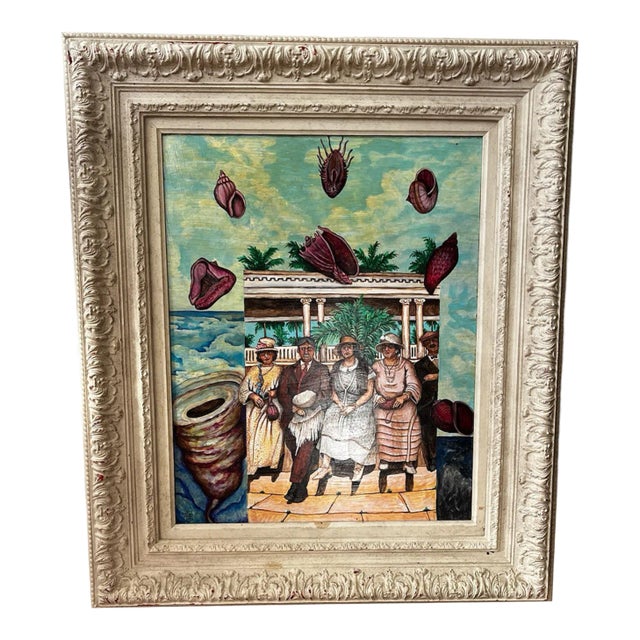 1998 Alejandro Mazon Palm Bench Gothic Painting For Sale