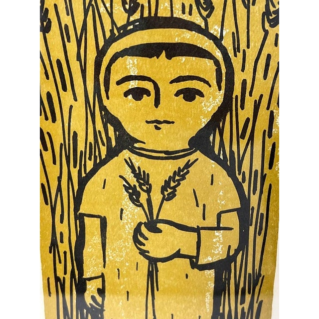 Wood Constantin Kermes Signed Mid Century Woodblock Print of a Girl For Sale - Image 7 of 17