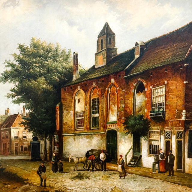 A mid-century oil on canvas that pays homage to the legendary Dutch master Willem Koekkoek (1839-1895). Signed by the...