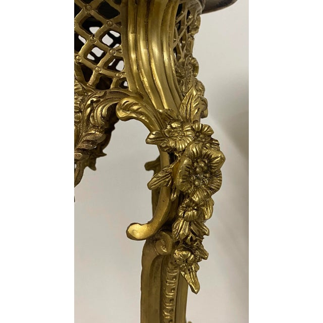 Bronze Vintage Gilded Bronze Plant Stands With Inlay C.1940 - a Pair For Sale - Image 8 of 13