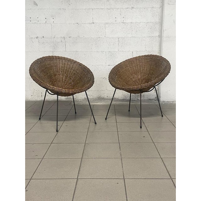 Set of Armchairs with Wicker Seat, 1950s For Sale - Image 14 of 18