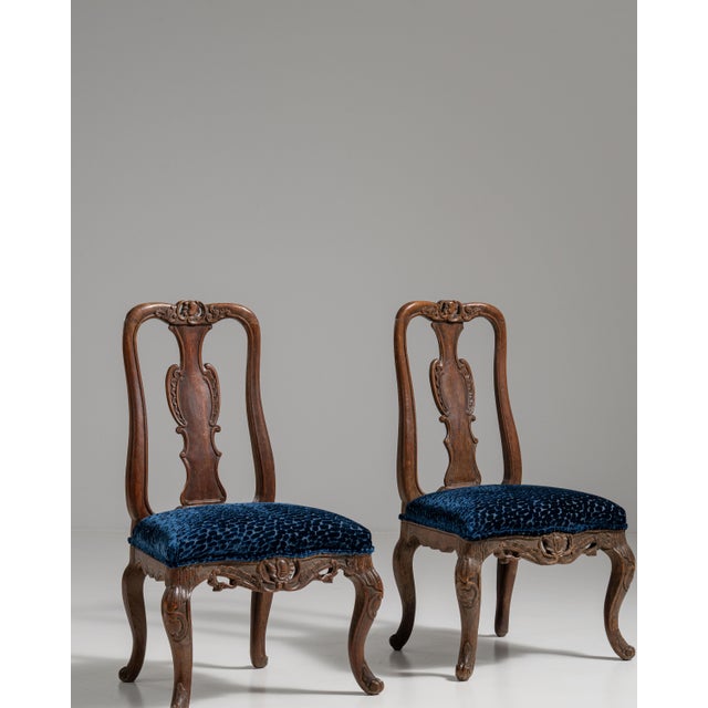 Pair of 19th Century French Chestnut Brown Louis XV Oak Chairs with Upholstered Seats For Sale - Image 14 of 15