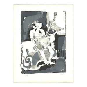Paul Rebeyrolle Nu Assis (seated Nude), 1960 - Signed Lithograph