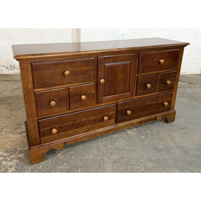 Late 20th Century Cherry Dresser With Trifold Mirror For Sale In Raleigh - Image 6 of 15