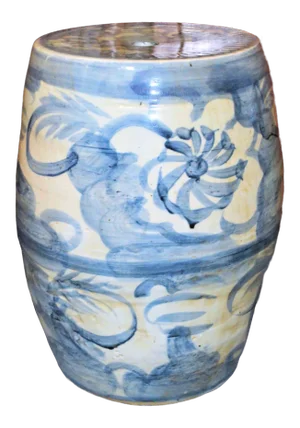 Contemporary Chinoiserie Abstract Lotus Garden Stool