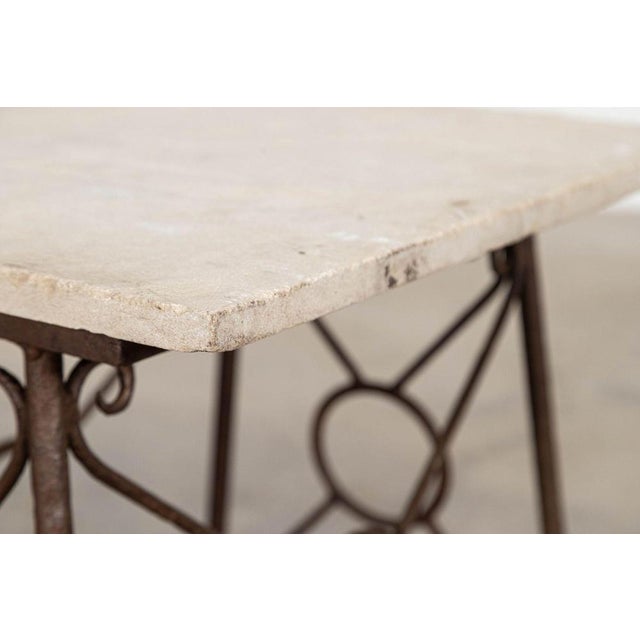 1960s Mid-Century English Brutalist Wrought Iron and Stone Side Table, 1960 For Sale - Image 5 of 9