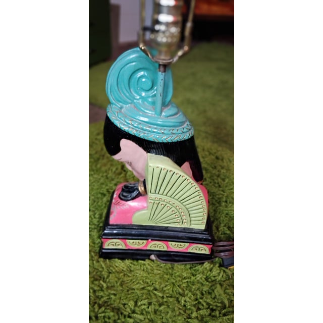 Asian Style 1950s Mid Century Modern Chalkware Lamps For Sale - Image 4 of 11