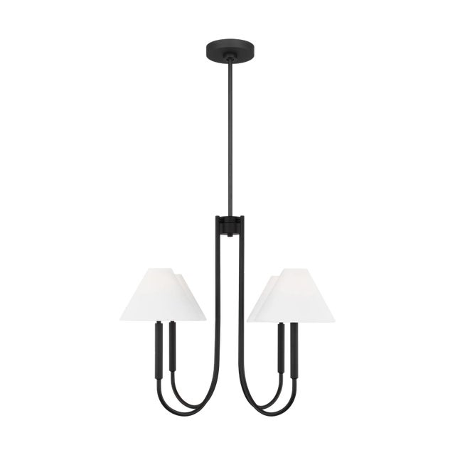 Transitional Visual Comfort Studio Porteau 5-Light Medium Chandelier in Midnight Black For Sale - Image 3 of 5