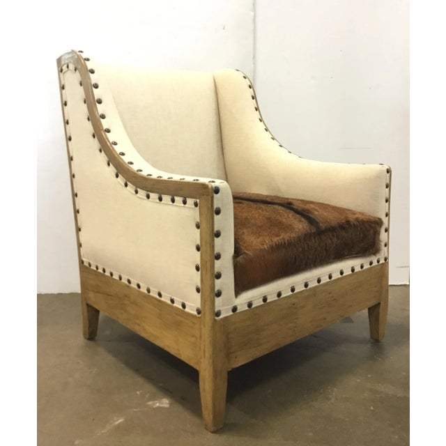 Beige Organic Modern Tulsa Cowhide Club Chair For Sale - Image 8 of 8