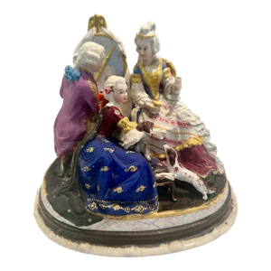 Antique Porcelain Covered Inkwell