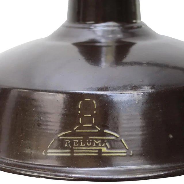 Industrial Vintage Industrial Dark Brown Enamel & Cast Iron Wall Lamp by Reluma, Belgium For Sale - Image 3 of 6
