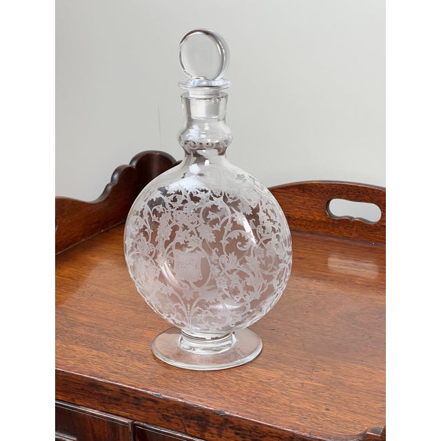 Baccarat Vintage Baccarat Crystal Decanter in the "Michelangelo" Pattern, for Martell Cognac C. 1930 For Sale - Image 4 of 12