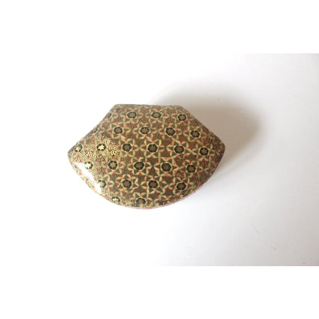 Indian Vintage Khatam Small Jewelry Box With Bone Wood and Brass Inlay For Sale - Image 3 of 10