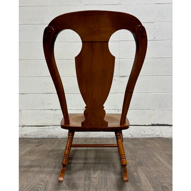 Vintage Colonial or Queen Anne Style Solid Maple Balloon Back Rocking Chair For Sale - Image 9 of 10