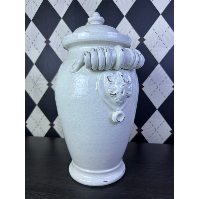 1970s Italian Torcivia E Todaro for Fortunata Crackle Glaze Lidded Urn For Sale - Image 14 of 18