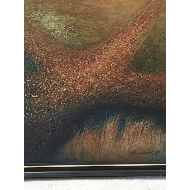Utak / Roads by Hungarian painter and graphic artist Gyurkovics Hunor is a refined abstract oil painting from 1999,...
