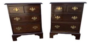 Late 20th Century Pair of Chippendale Style Dark Stained Mahogany Nightstands