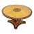 Circular living room table in Biedermeier style, in wood inlaid in various essences. Dimensions (ØxH) 140 x 77 cm.