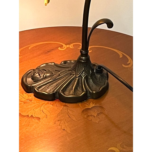 Metal Brass & Pate de Verre Table Lamp, France For Sale - Image 7 of 11