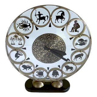 Vintage Zodiac Theme Desktop Clock, 1950s For Sale