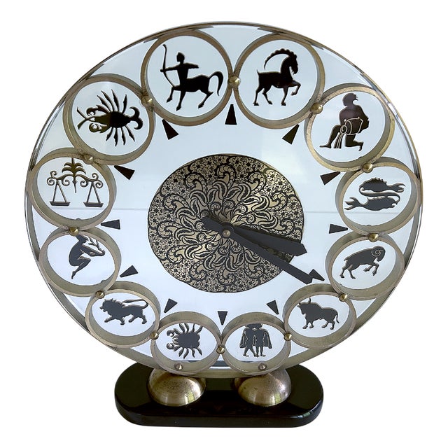Vintage Zodiac Theme Desktop Clock, 1950s For Sale