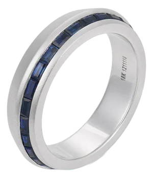 1920s Lugano Sapphire 18k White Gold Eternity Band, Size 10.5