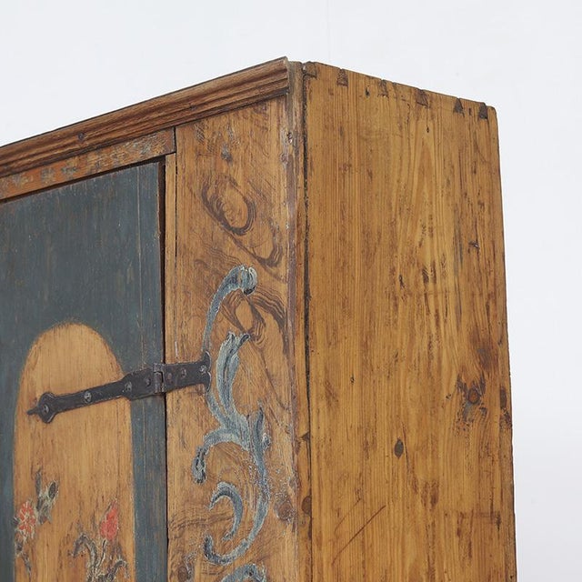 Primitive Rustic Farmhouse Folk Art Painted Bridal Cabinet For Sale - Image 11 of 14