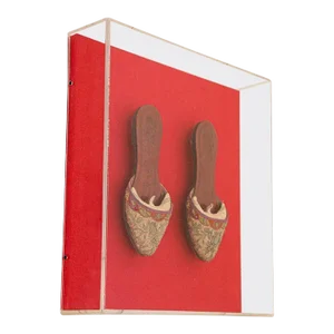 Antique Italian Venetian Shoes Leather and Silk Embroidered Framed