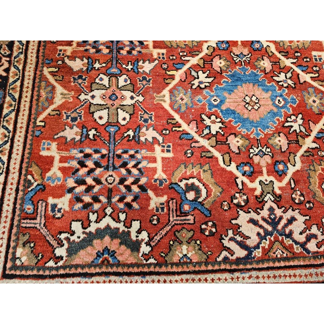 Antique Mahal Sultanabad Rug, Hand-Knotted Wool, Geometric Pattern, 9x12, Red & Navy For Sale - Image 14 of 18