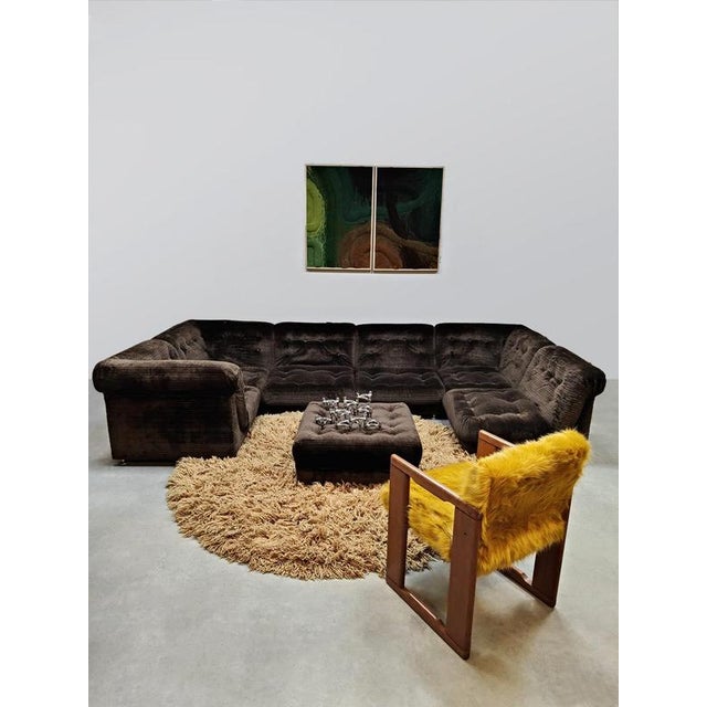 Get a chocolate vibe with this vintage ribbed brown modular lounge sofa, which perfectly complements today's color...