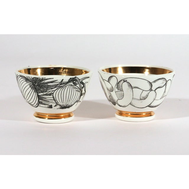 Mid-Century Modern 1960s Piero Fornasetti Ceramic Appetizer Bowls, Complete Set of Six, Antipasto Subjects For Sale - Image 3 of 11