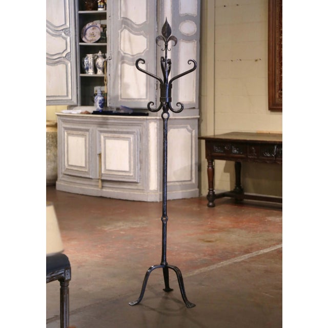 Early 20th Century Early 20th Century French Forged Wrought Iron Coat Rack Signed Dated 1927 For Sale - Image 5 of 6