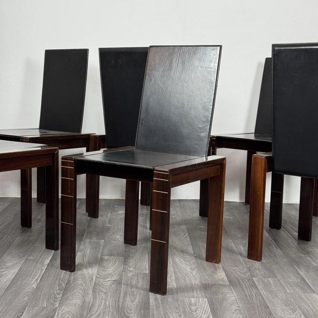 Mid-Century Modern Rosewood Dining Chairs in the style of Afra & Tobia Scarpa, 1970, Set of 6 For Sale - Image 4 of 15