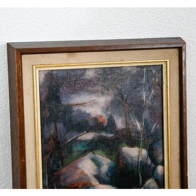 1960s 1960s Mid Century Modern Paintings Original Art Abstract Landscape Expressionist Pair For Sale - Image 5 of 11