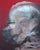 Reunited by Elena Burykina | Oil on panel Painting of armored figures against a red background For Sale - Image 4 of 4